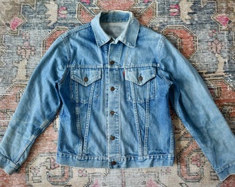 Vtg 80s Levi's 70507 0253 Black Acid Wash Denim Trucker Jacket