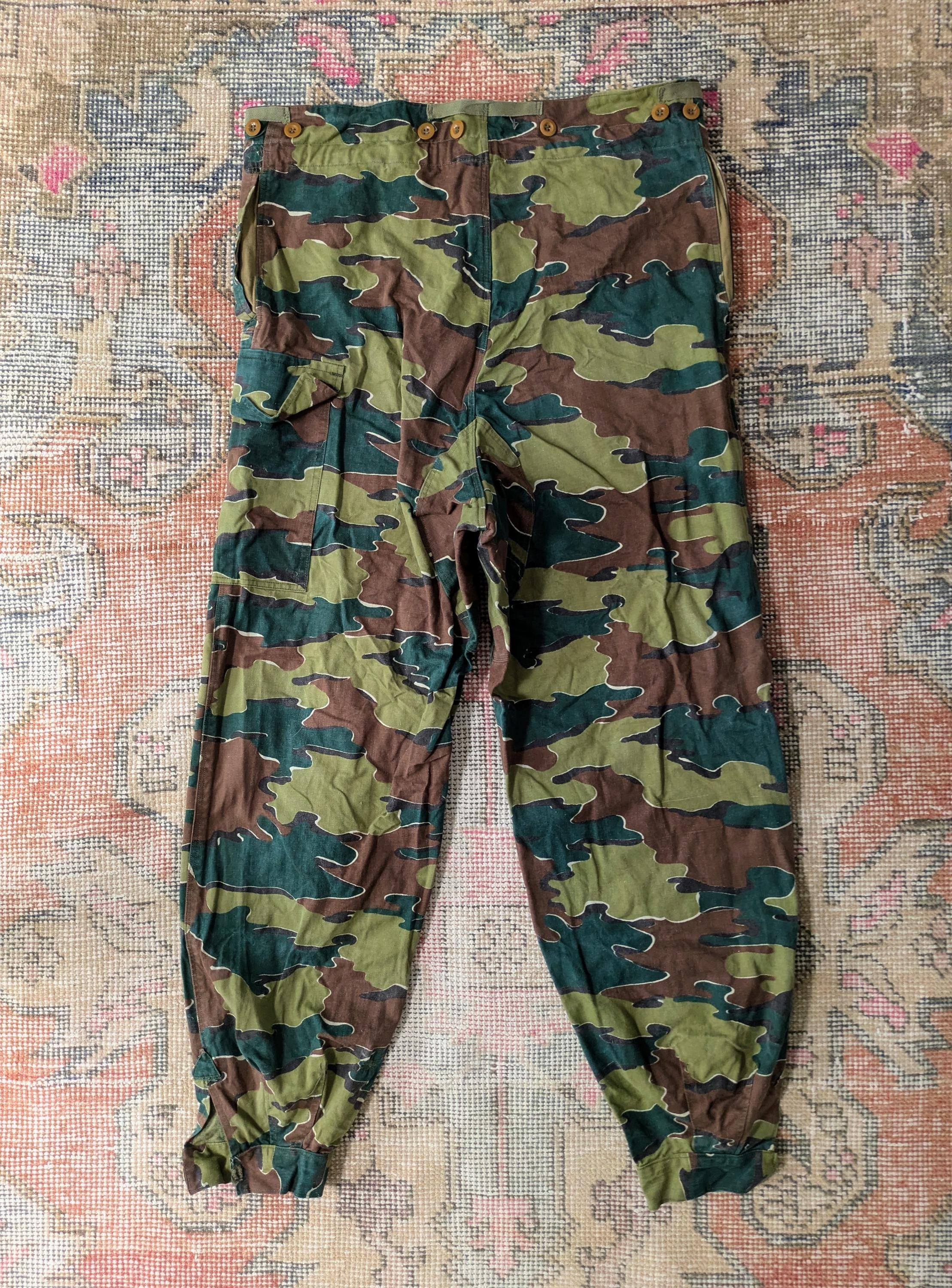 Vtg 1958 Belgian Army ABL Jigsaw Camo Paratrooper Cargo Trousers