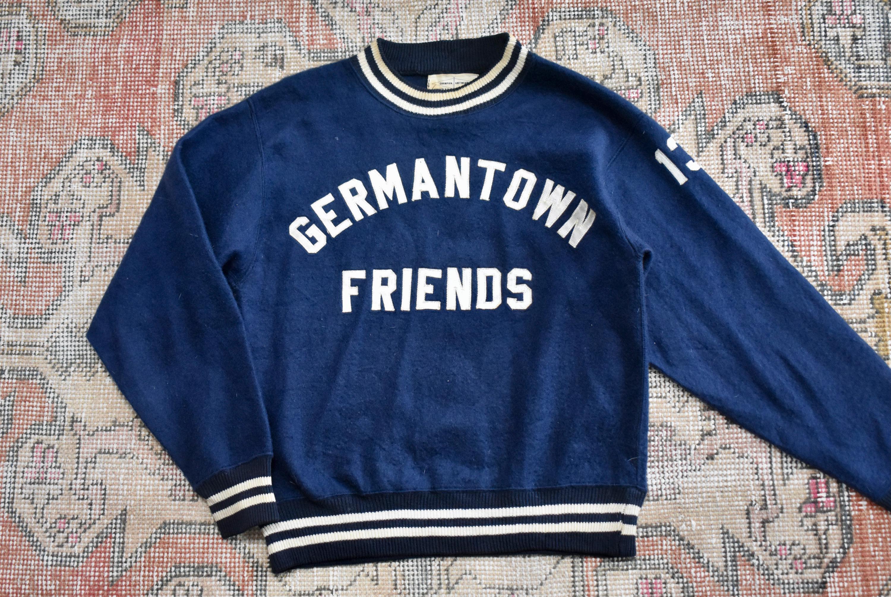 Vtg 60s Champion Knitwear Germantown Friends School College