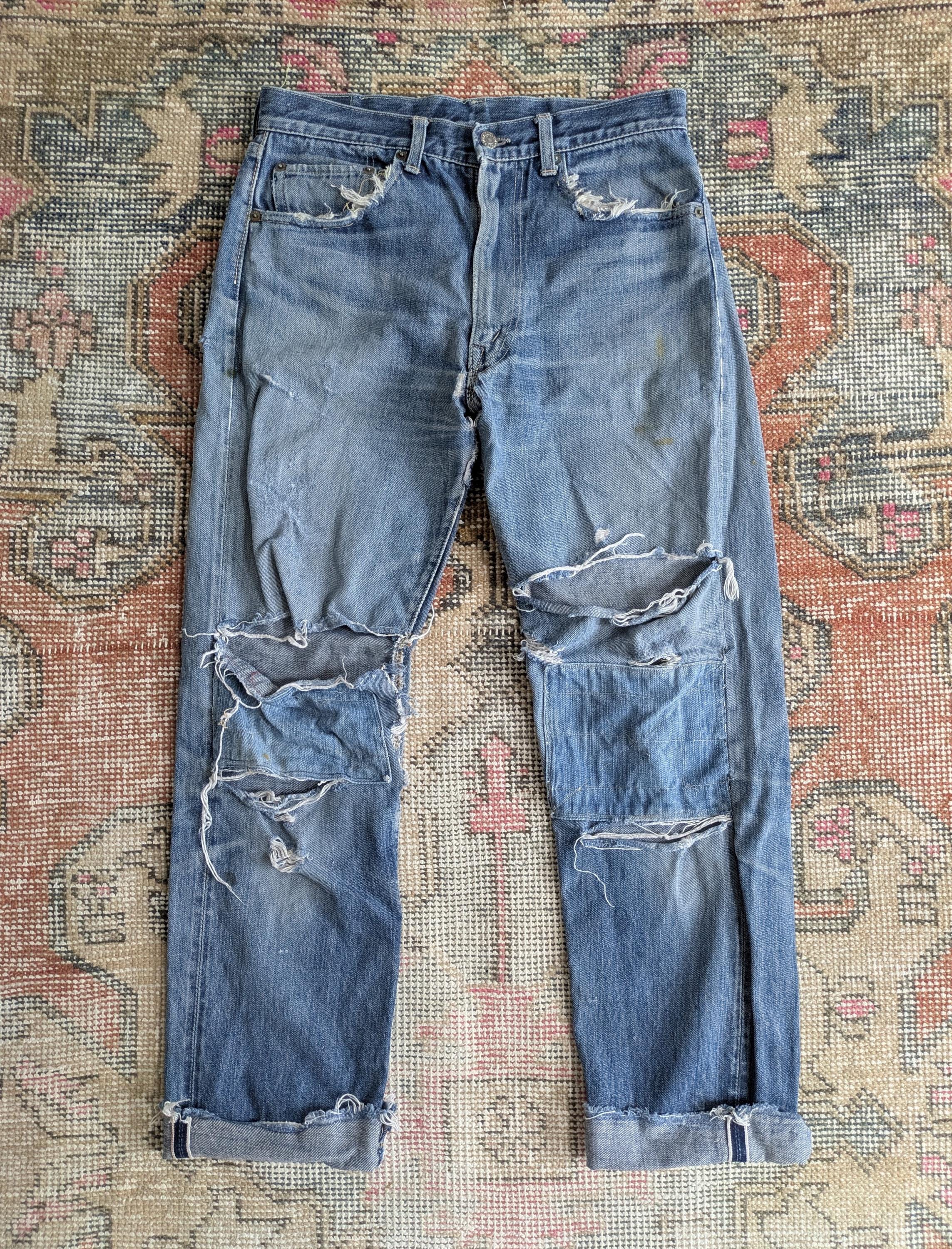 Vtg 60s Levi's 501ZXX? Big E Trashed & Repaired Selvedge Denim V
