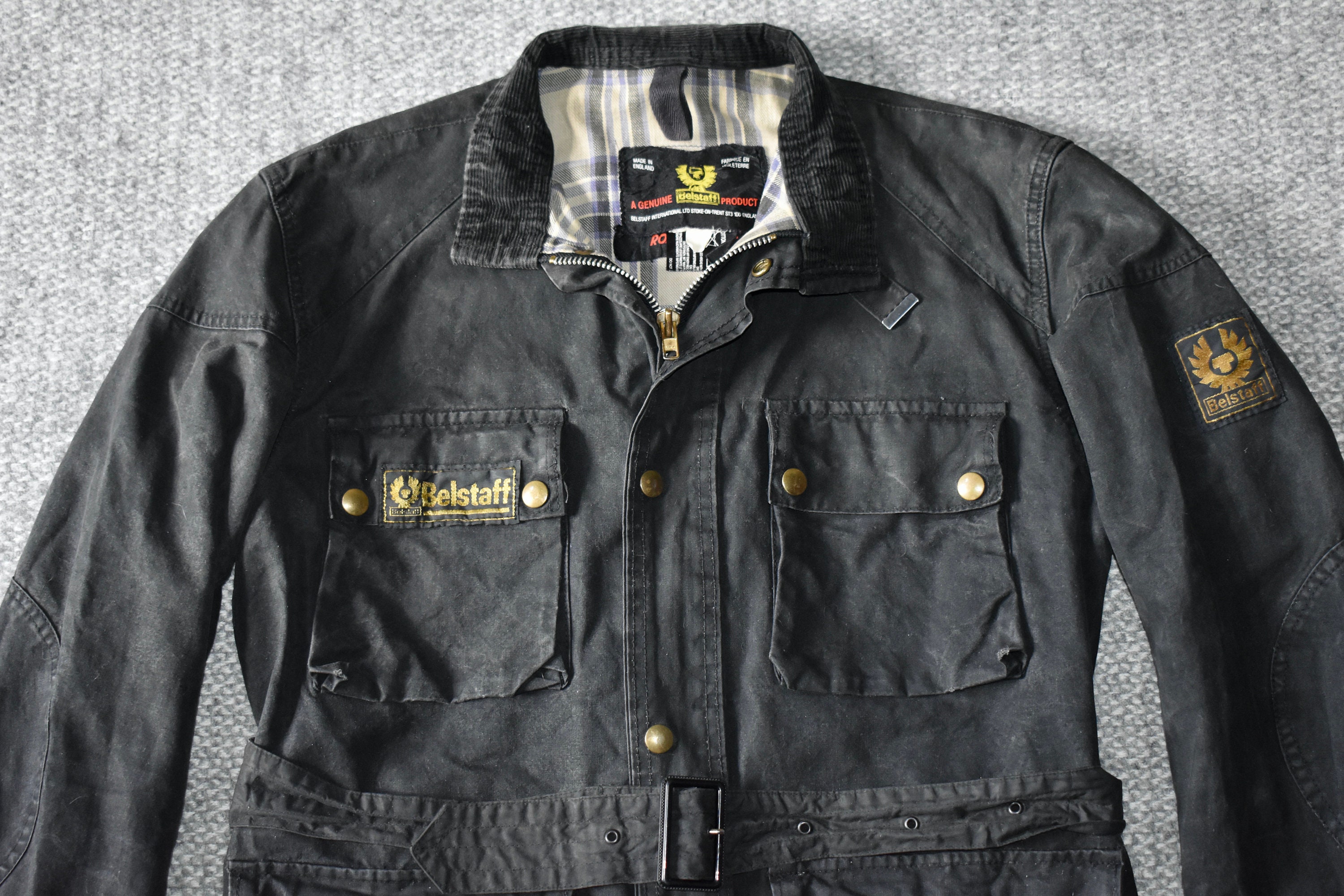 Vtg 70s Belstaff Roadmaster II Black Waxed Cotton Motorcycle Jacket Coat Made in England L Etsy