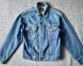 Vintage 1970s Wrangler Denim Biker Jacket, Soft and Faded Vintage 1970s Wrangler Denim Biker Jacket, Soft and Faded