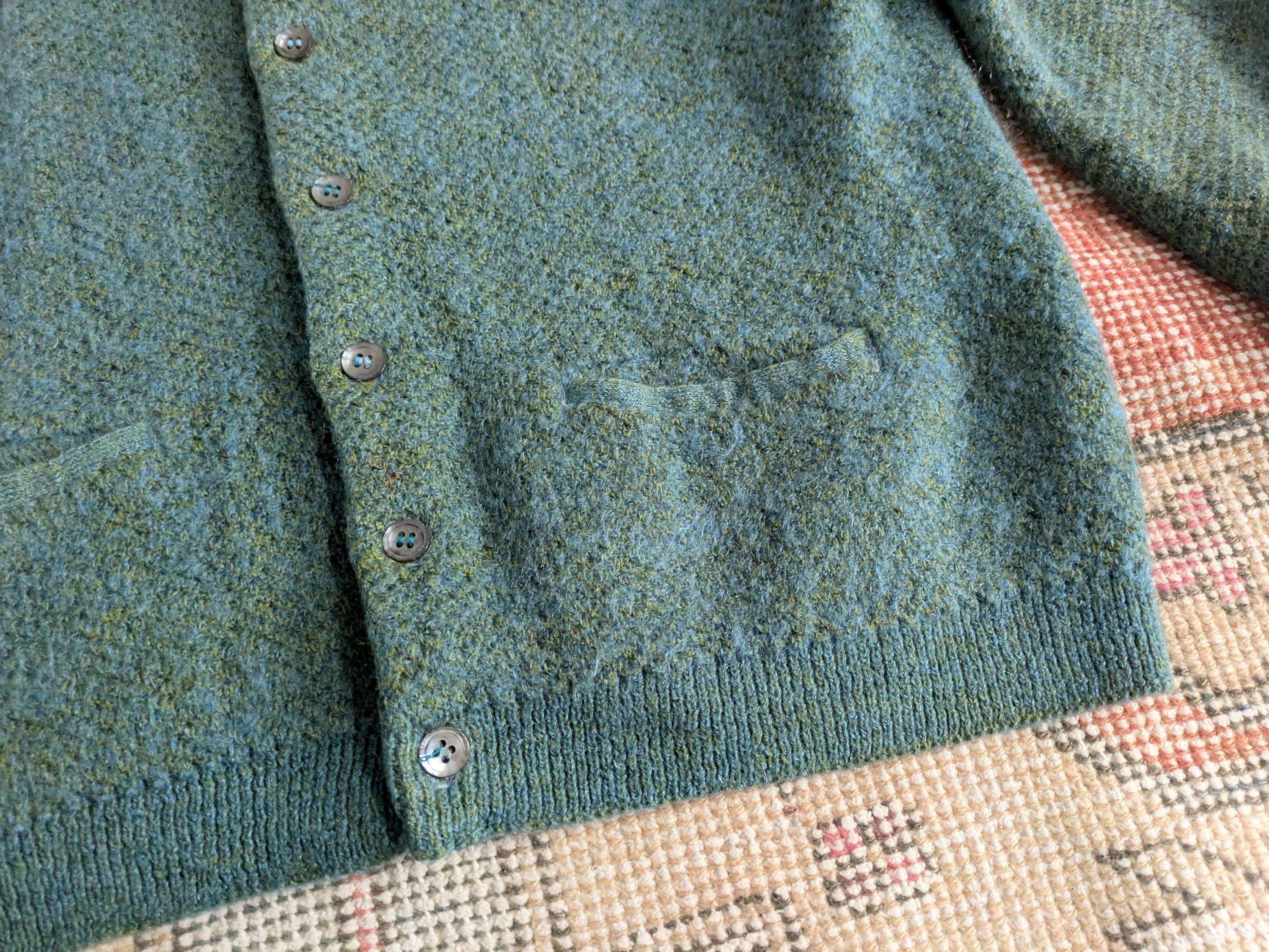 Vtg 50s 60s Arrow Cum Laude Green Fuzzy Mohair & Acrylic