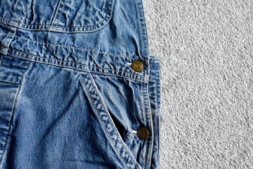 Vtg 50s LEE Long L Denim Cut off Short Bibs Overalls Dungarees
