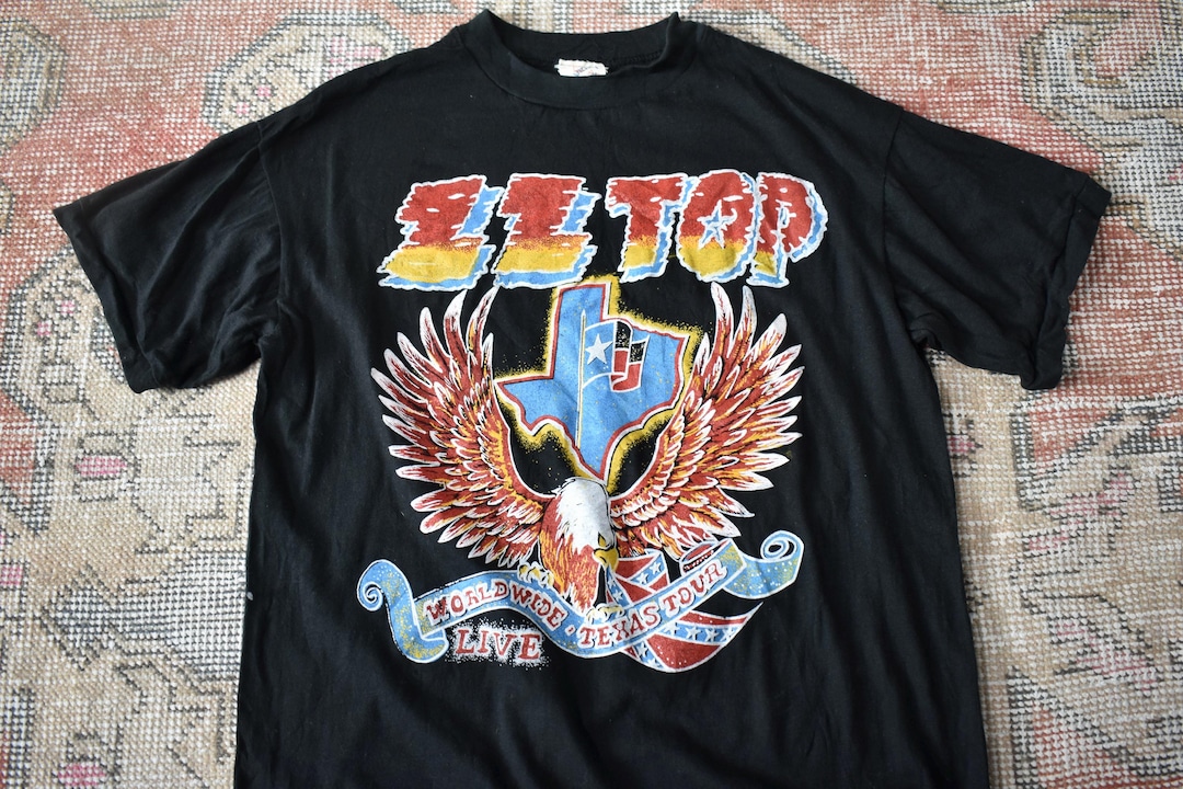 Vtg 80s ZZ Top Worldwide Texas Tour Single Stitch Rock Band