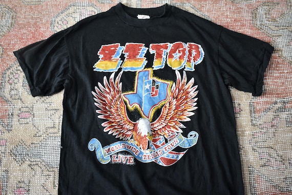 Vtg 80s ZZ Top Worldwide Texas Tour Single Stitch Rock Band