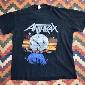 Vintage 1990 Anthrax Persistence of Time Band T-shirt