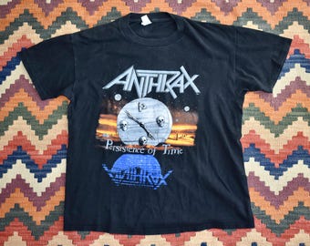Vintage 1990 Anthrax Persistence of Time Band T-shirt