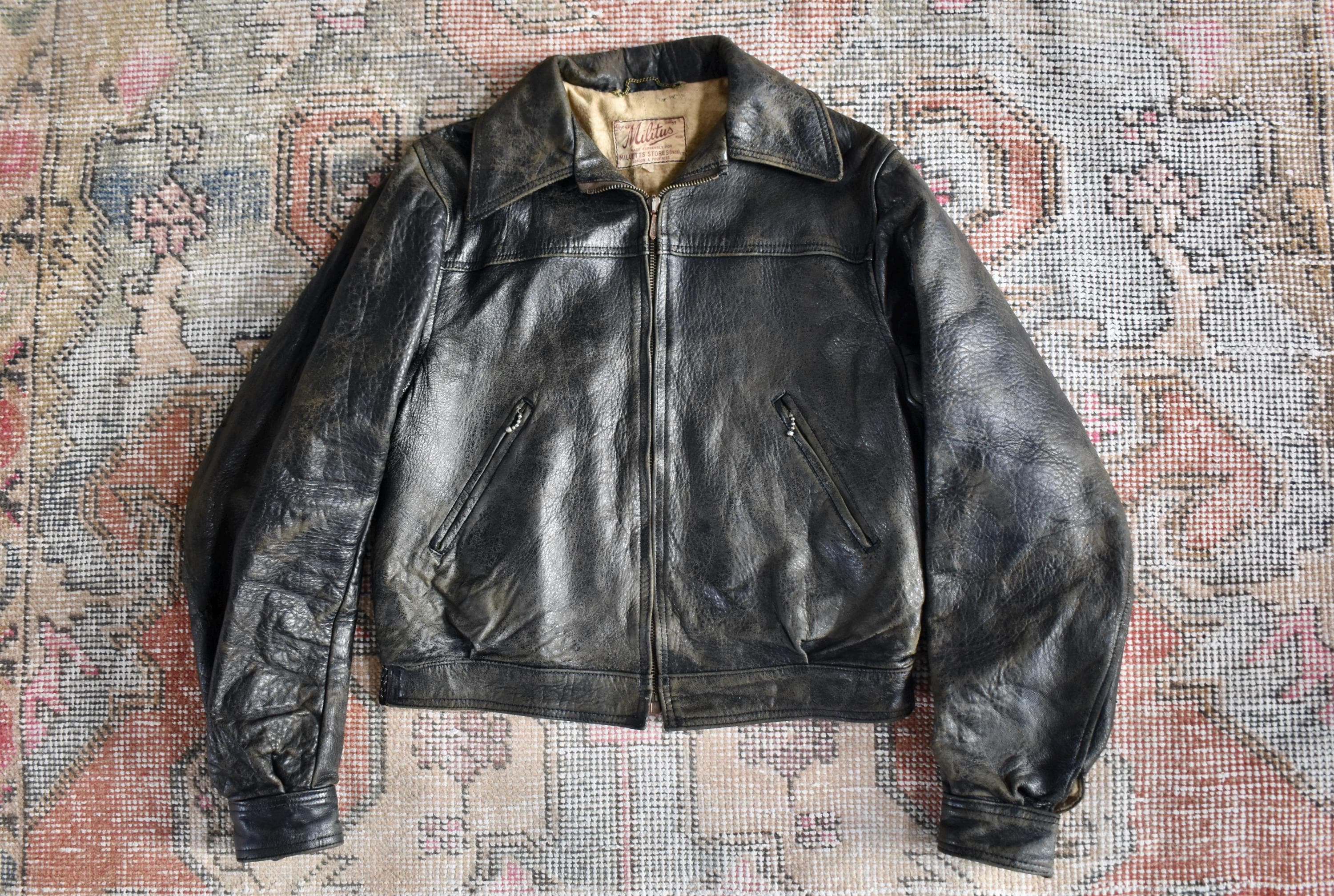 40s 50s モーターサイクル　レザージャケット 40〜50年代 スウェーデン軍 Mats Larson レザーモーターサイクル