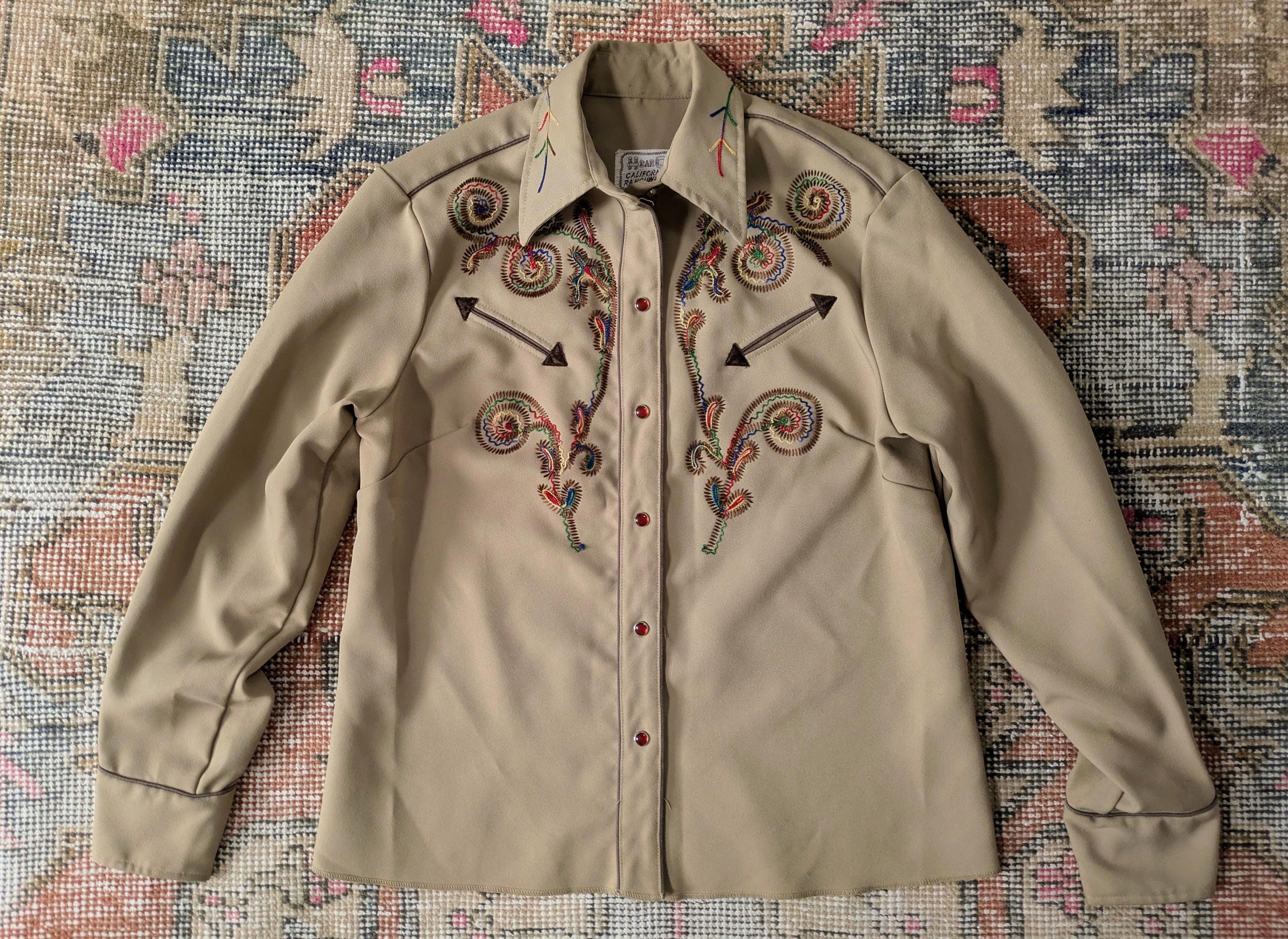 Vtg 70s H Bar C California Ranchwear Laguna Beige Embroidered Vtg 70s H Bar C California Ranchwear Laguna Beige Embroidered