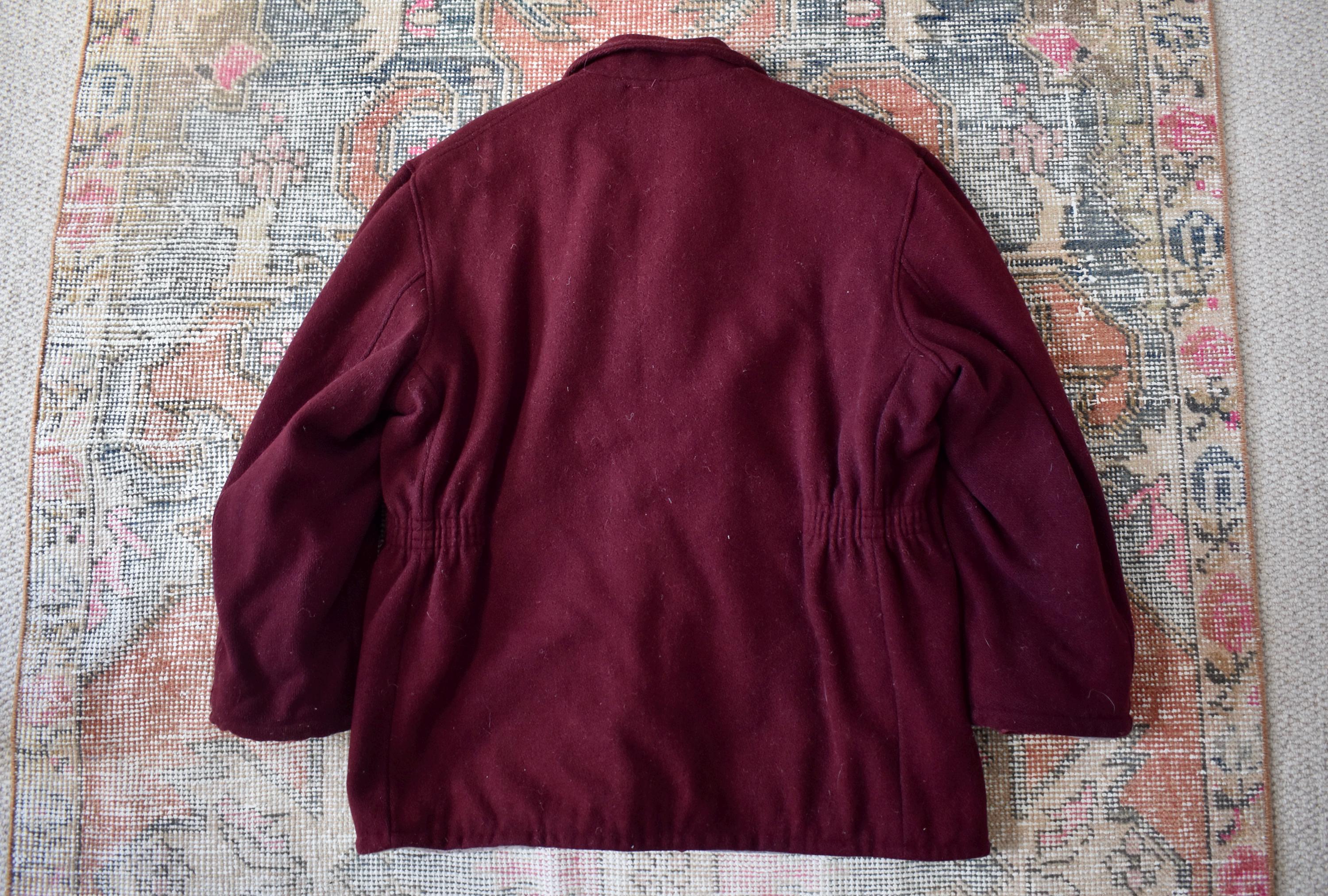Buy Vtg 60s PE&H Rye Firefighters Burgundy Wool Chain Stitch