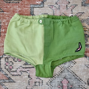 Vtg 50s 60s Jantzen Green Two Tone Swimming Shorts Made in England Womens UK 6-8 Small