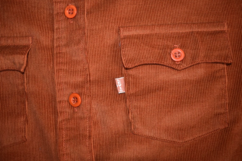 Vtg 60s 70s LEVI'S BIG E Burnt Orange Corduroy Jacket USA Womens Size 13/14 image 6