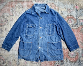 Vtg 70s British Railway Blue Cotton Workwear Uniform Jacket Chore Vtg 70s British Railway Blue Cotton Workwear Uniform Jacket Chore