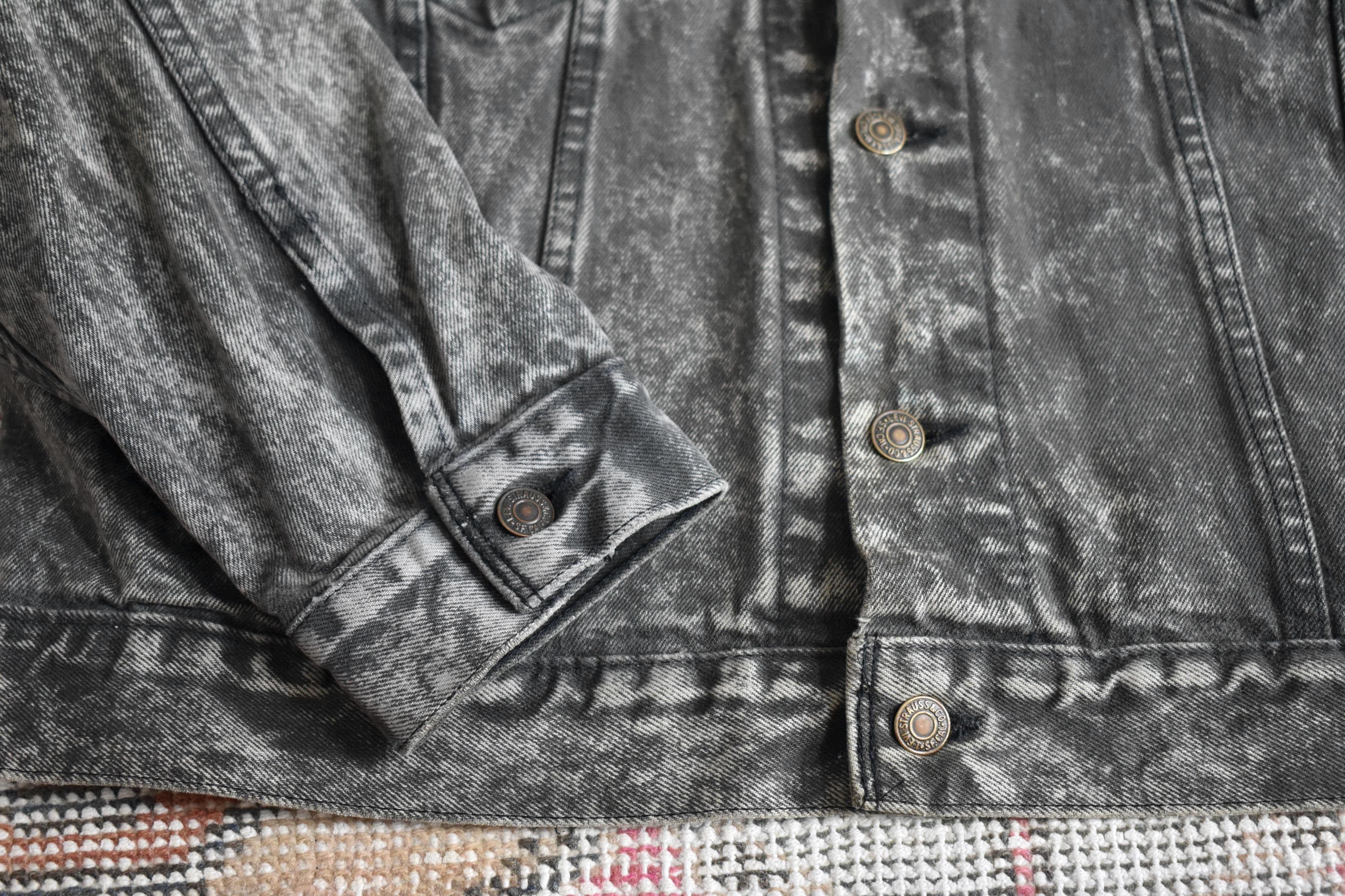 Vtg 80s Levi's 70507 0253 Black Acid Wash Denim Trucker Jacket