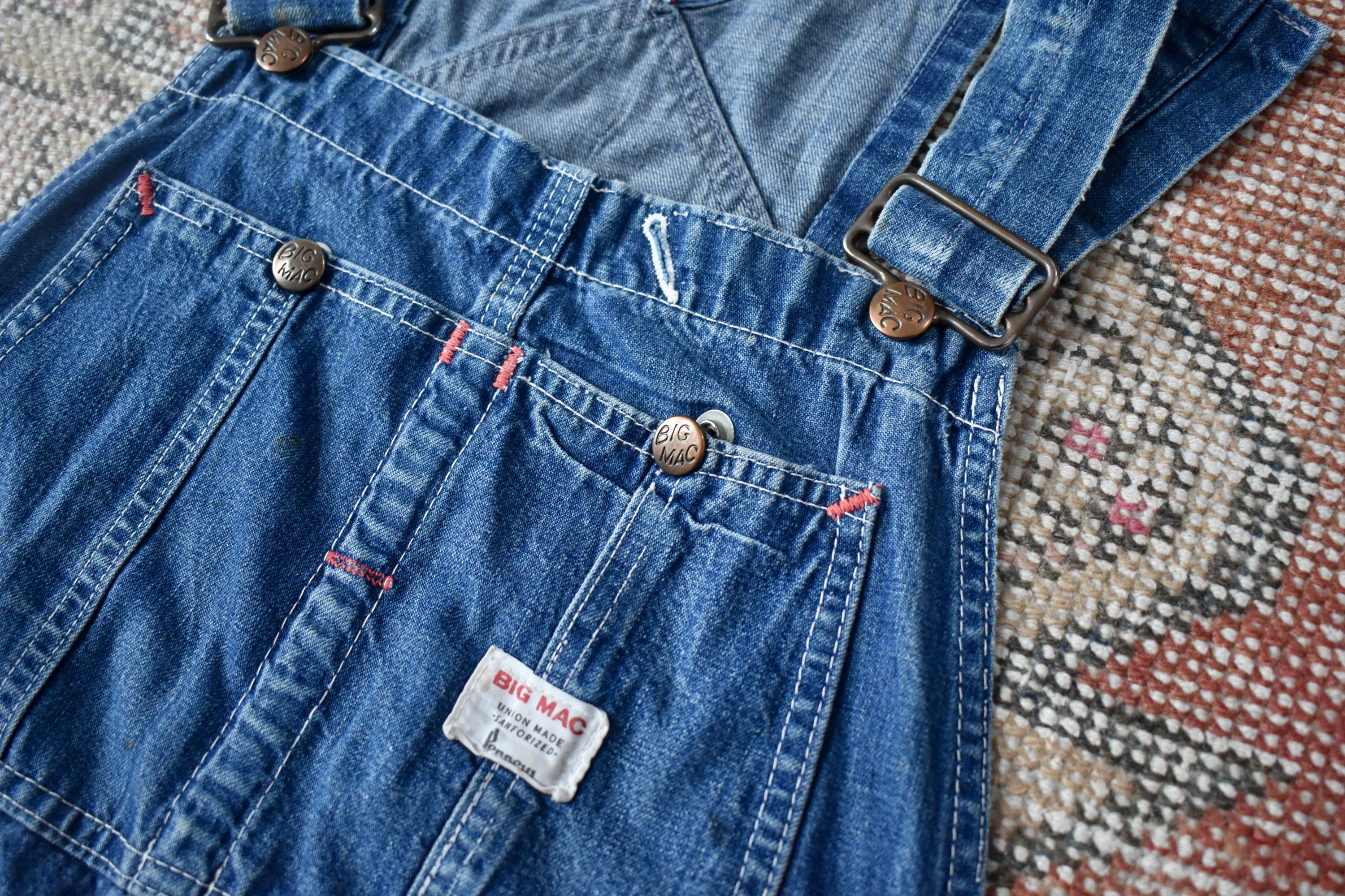 Vtg 50s 60s Big Mac Penneys Square Bak Blue Sanforized Denim