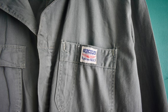 Vtg 40s 50s Hercules Nation-alls Green Herringbone Denim Workwear 