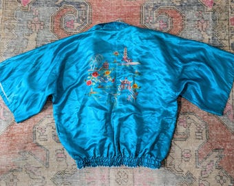Vtg 60s Penneys Towncraft Plus Yellow & Blue Striped Polyester