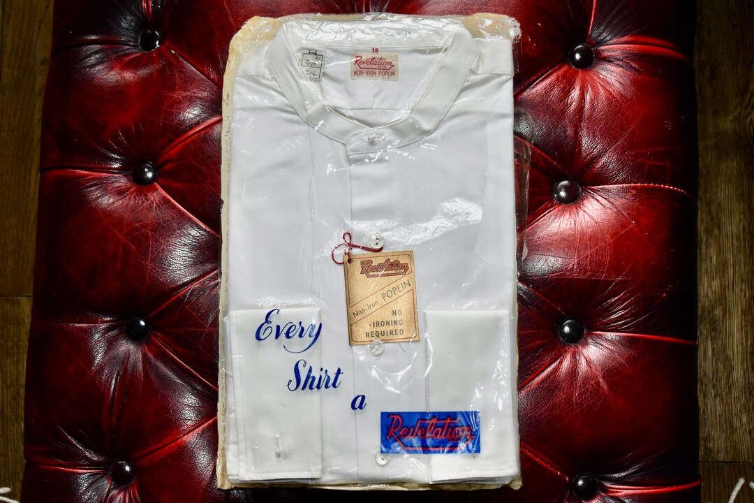 Deadstock Vtg 1950s Revelation White Non-iron Poplin Cotton 