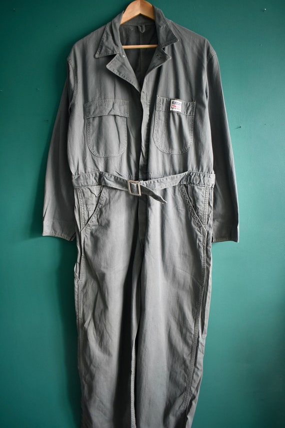 Vtg 40s 50s Hercules Nation-Alls Green Herringbon… - image 3