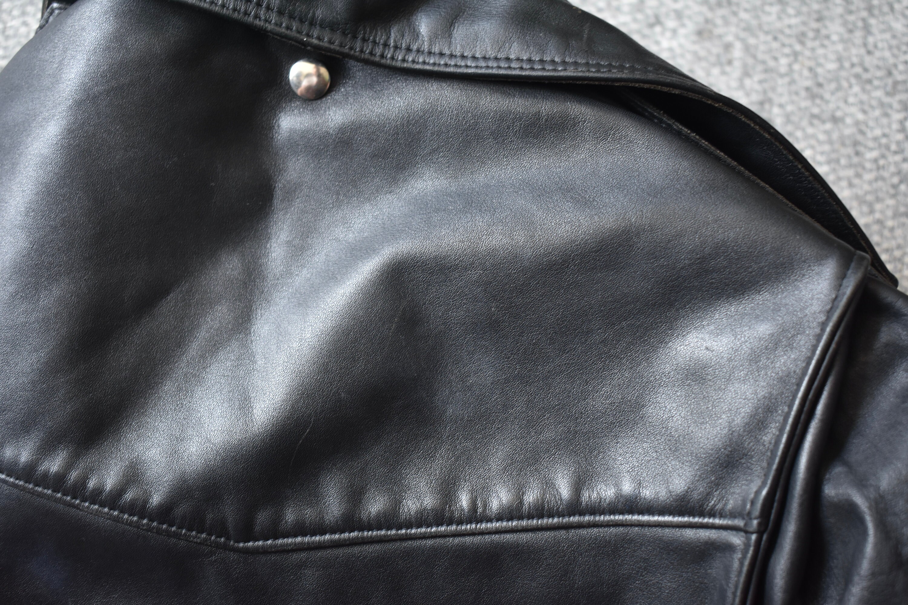 Vtg 60s 70s British Black Real Hide Leather Motorcycle Biker