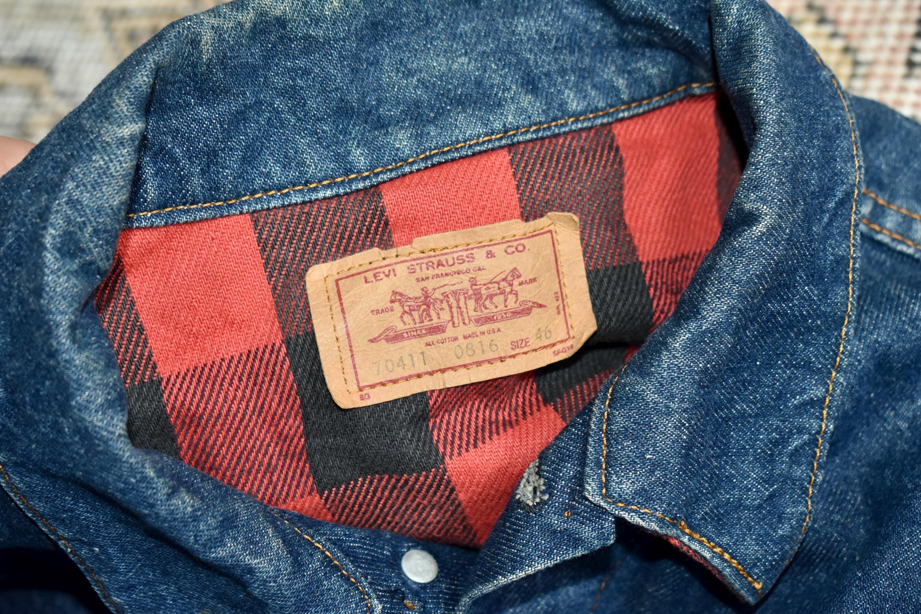 ジャケット・アウター 80s Levi's 70411 Denim jacket BLUE 40 80s USA製 Levi'sリーバイス 70411 バッファローチェック ネル