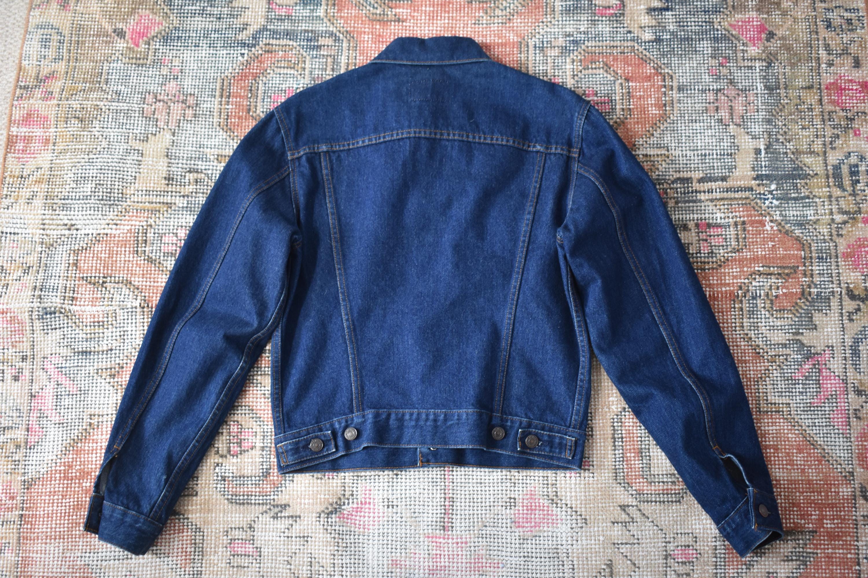 Vtg 80s Levi's 70506-0217 Dark Blue Denim Trucker Jean Jacket Size