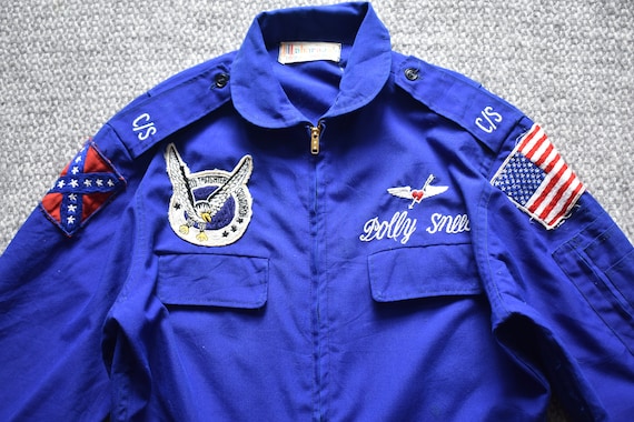 Vtg 60s 70s US Military Blue Cotton Patched Thai Souvenir USAF