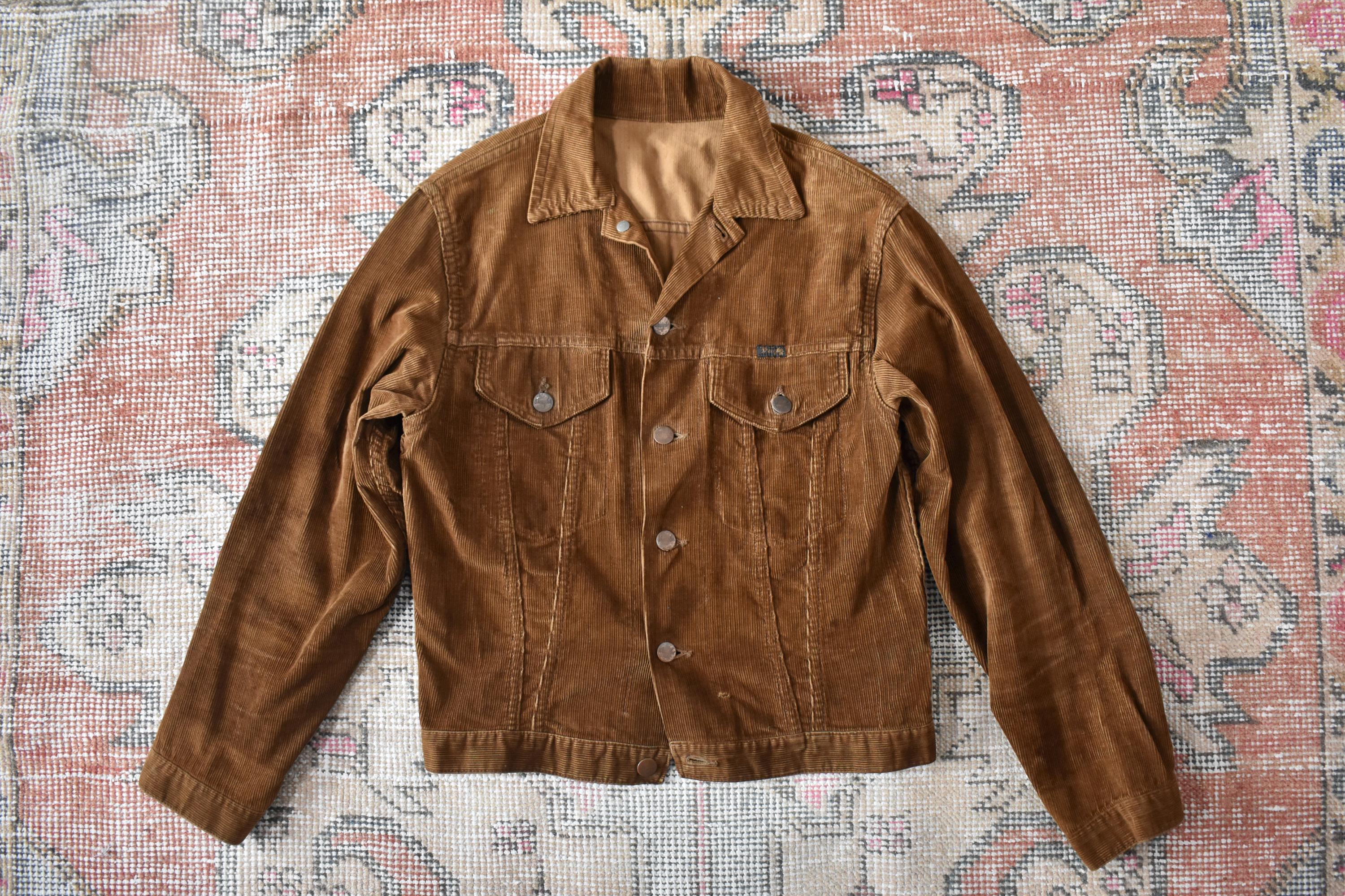 Vtg 60s 70s Wrangler Blue Bell Brown Corduroy Trucker Jacket Size