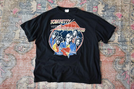 Vtg 80s Tom Petty and the Heartbreakers Graphic Band Tee T-shirt