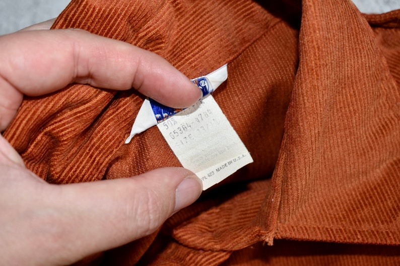 Vtg 60s 70s LEVI'S BIG E Burnt Orange Corduroy Jacket USA Womens Size 13/14 image 5