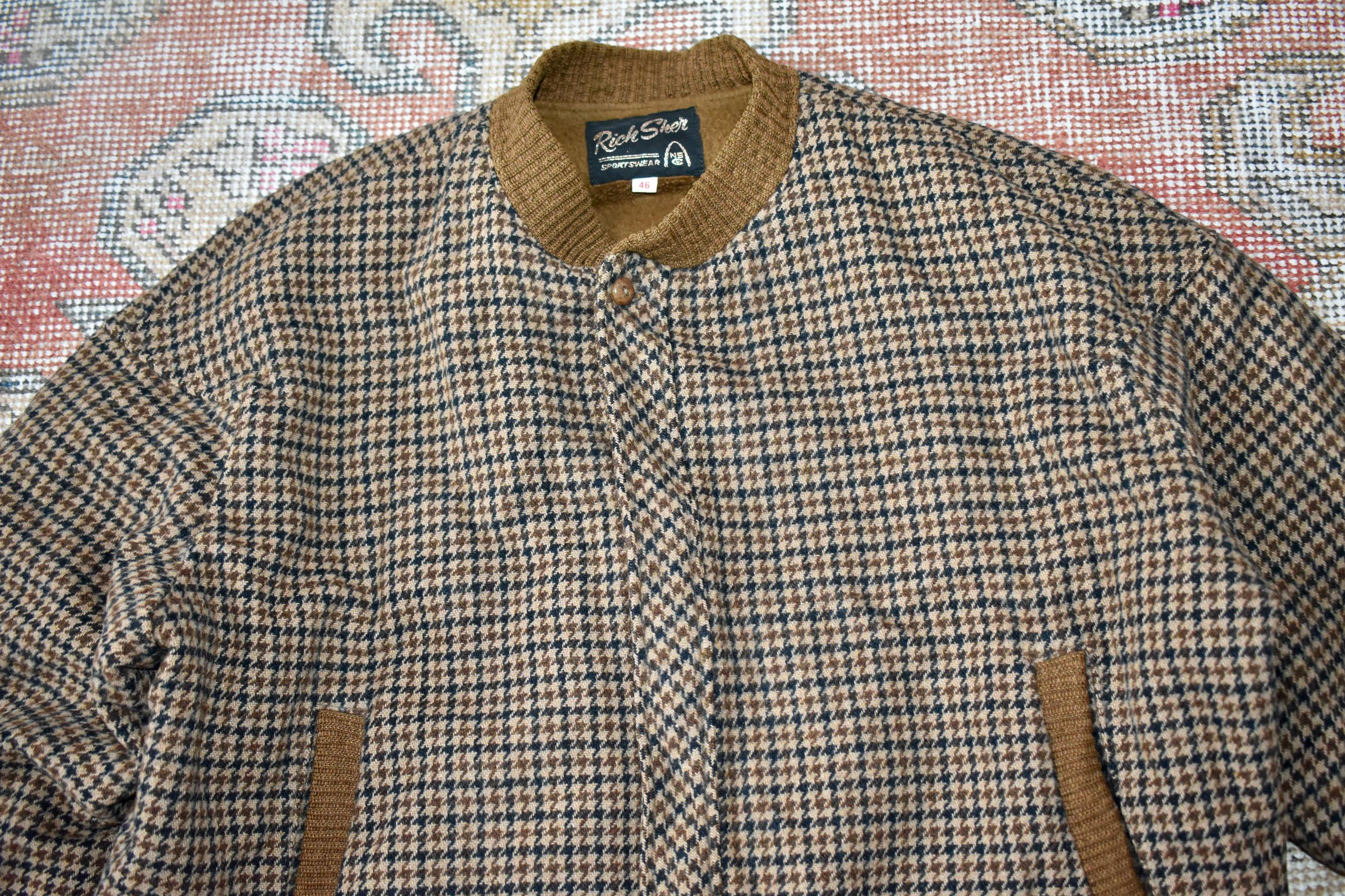 Vtg 50s 60s Rich Sher Sportswear Houndstooth Pattern Wool