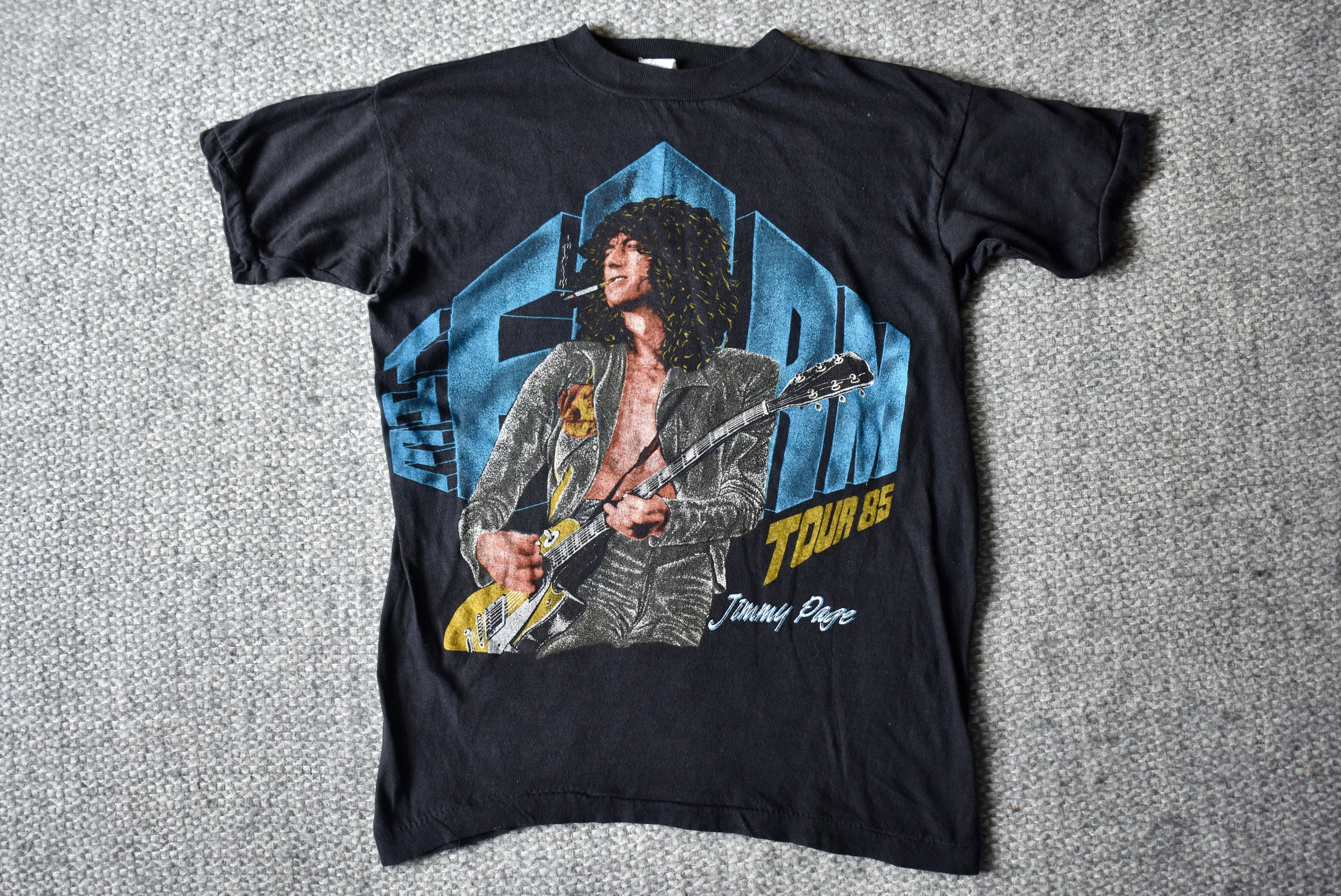 Vtg Jimmy Page the Firm '85 Tour Black Rock Band Tee T-shirt