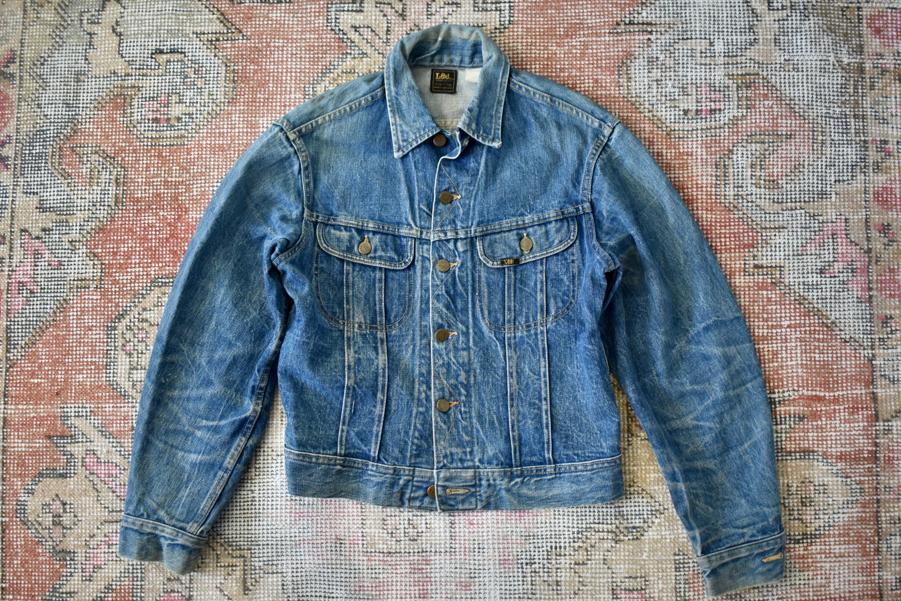 Vtg 70s Lee Sanforized PATD 153438 Denim Trucker Jacket Union Made