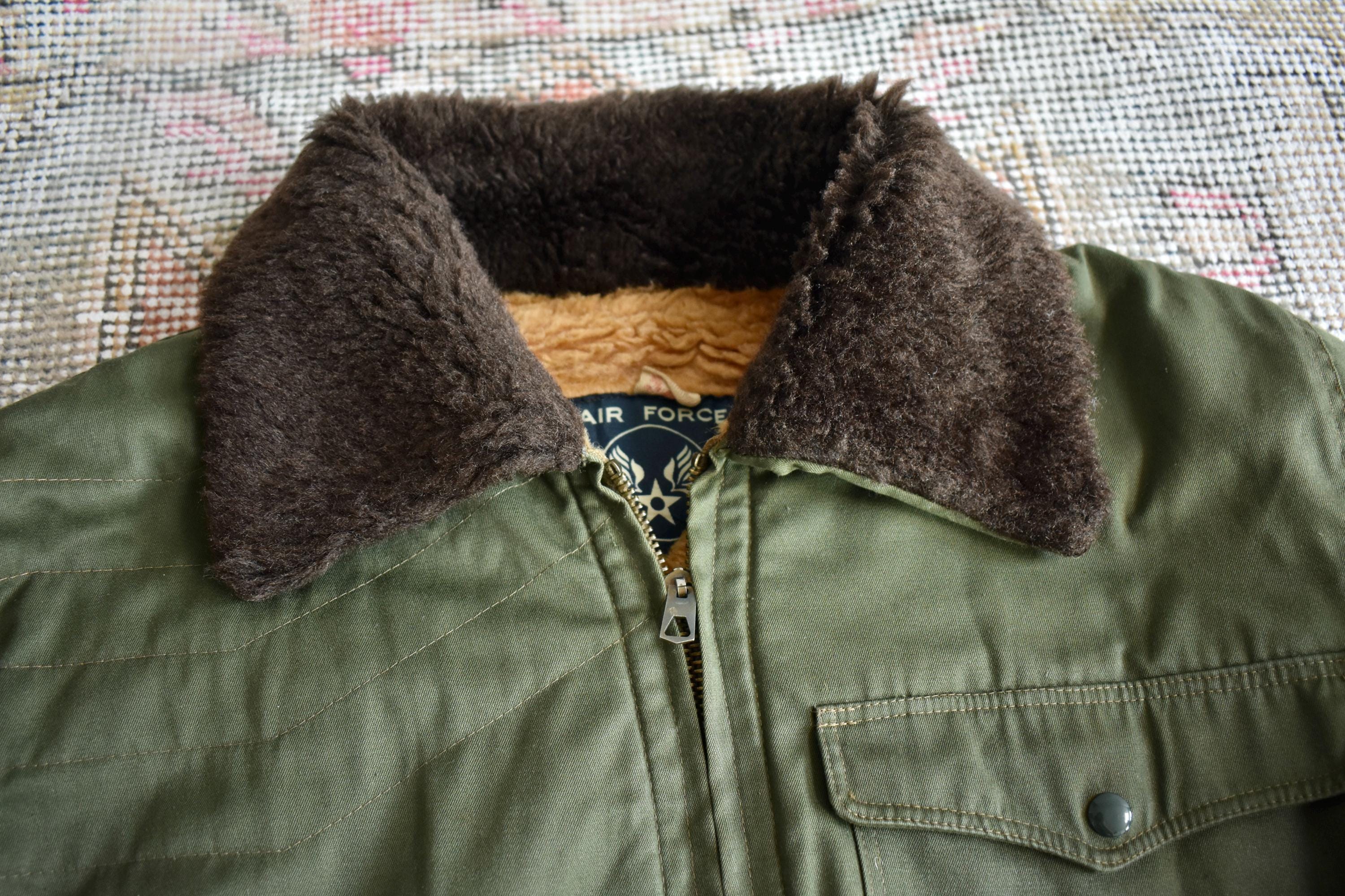 Vtg 50s 60s US Air Force Fur Collar Fleece Lined Military Shooting