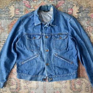 Vtg 70s Wrangler 74126NV No-fault Denim Trucker Jean Jacket USA 44