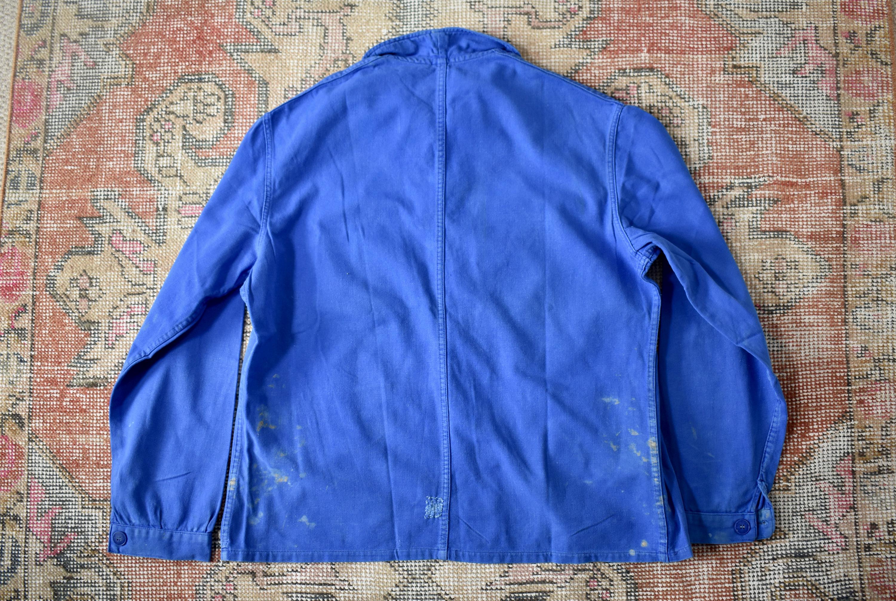 Vtg 60s 70s Adolphe Lafont Blue Cotton French Chore Jacket 