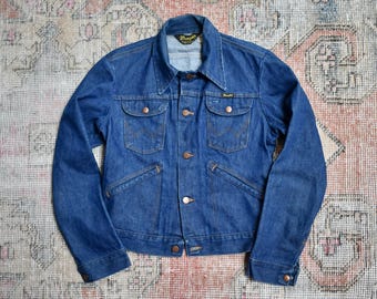 Vtg 80s Levi's 70506-0217 Dark Blue Denim Trucker Jean Jacket Size