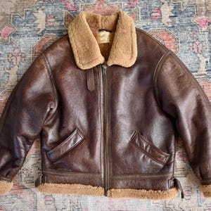Vtg 70s Durrani Bros Ltd Genuine Leather & Sheepskin Type F-16 Air