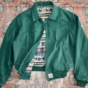Vtg 90s Carhartt Santa Fe Cactus Green Canvas Cotton Southwest