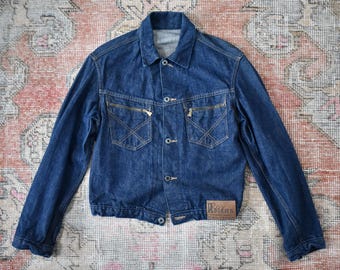 Vtg 70s Wrangler 74126NV No-fault Denims 14oz Trucker Jean