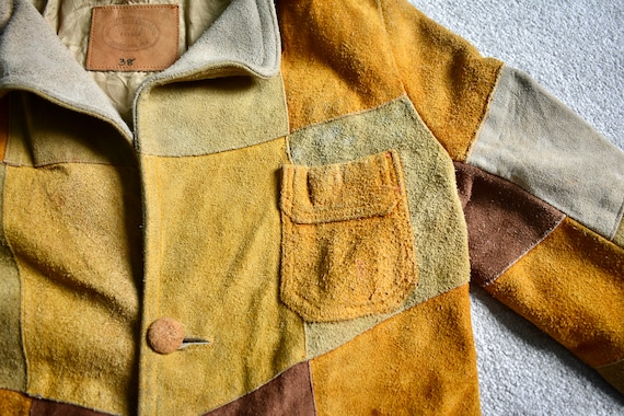 Vtg 60s 70s Pronap Handmade Patchwork Suede Leath… - image 4