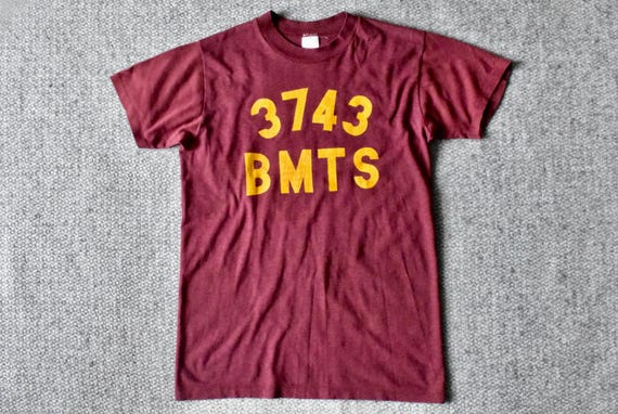 Vtg 70s 80s 3743 BMTS Maroon USAAF Military Training T-shirt