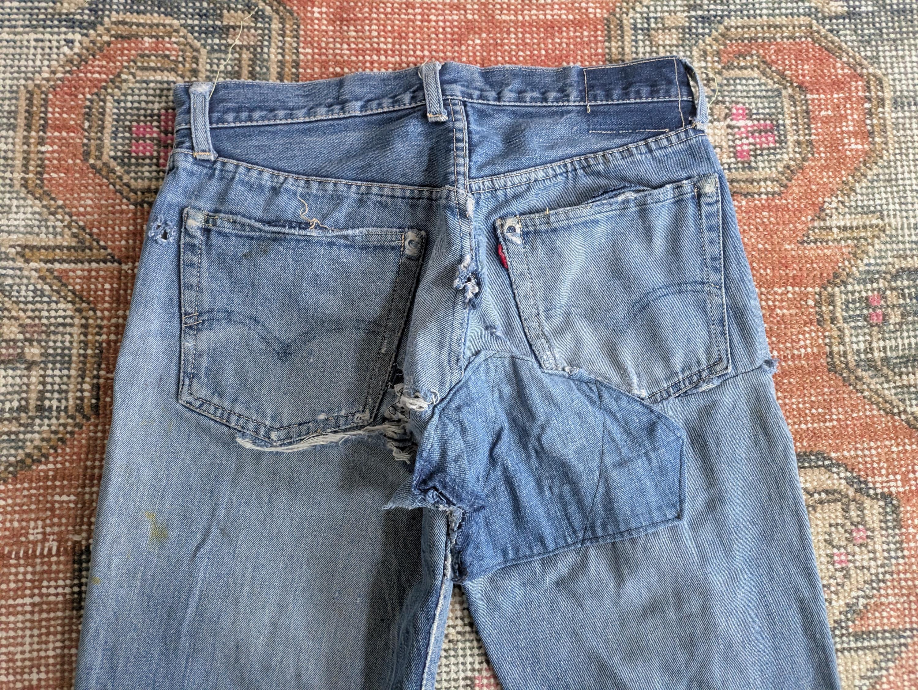 Vtg 60s Levi's 501ZXX? Big E Trashed & Repaired Selvedge Denim V