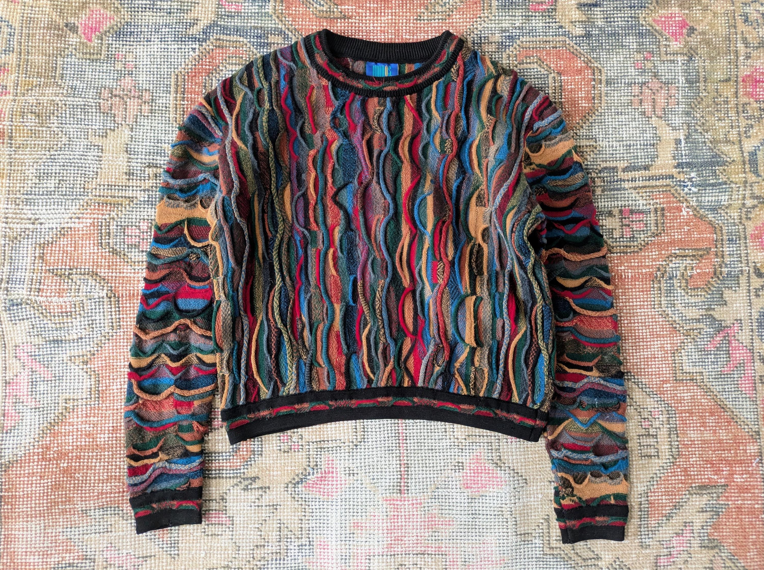 Limnos Australia Coogi Style Knit 100% Pure New Wool Sweater