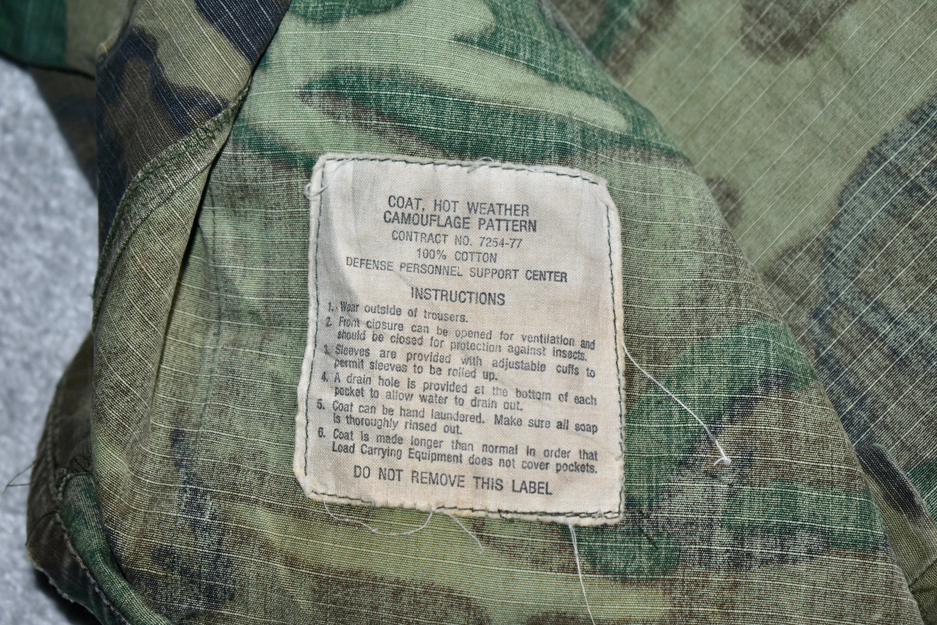 Vtg '77 USMC ERDL RDF Cotton Hot Weather Camouflage Jungle Jacket ...