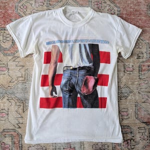 Vtg 1984 Bruce Springsteen & E Street Band Born in the USA World Tour &#39;84-&#39;85 Paper Thin Rock T-Shirt Tee S/M