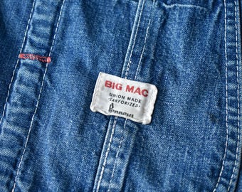Vtg 50s 60s Big Mac Penneys Square Bak Blue Sanforized Denim