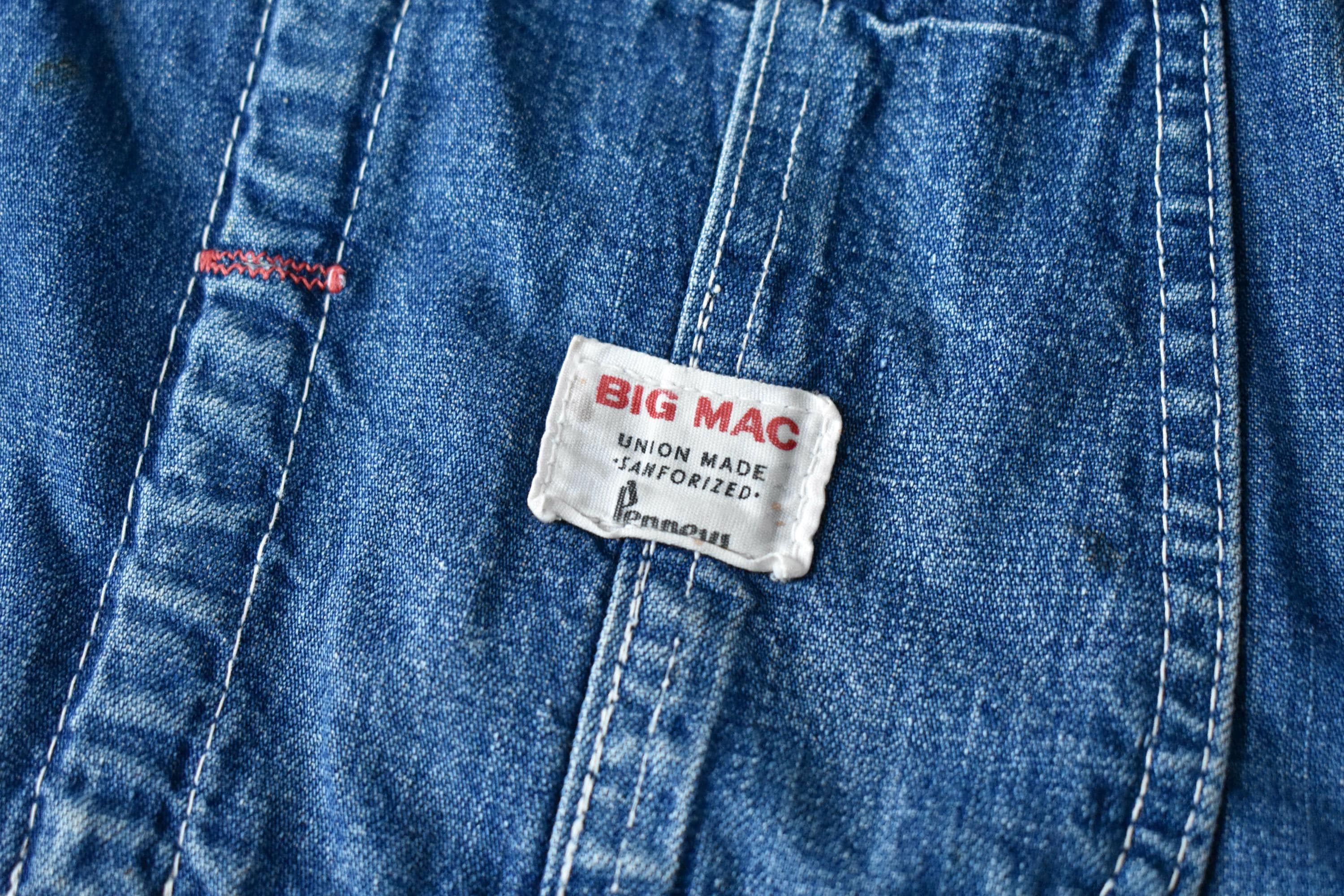 Vtg 50s 60s Big Mac Penneys Square Bak Blue Sanforized Denim