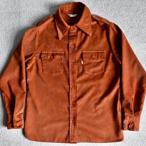 Vtg 60s 70s LEVI'S BIG E Burnt Orange Corduroy Jacket USA Womens Size 13/14 image 1